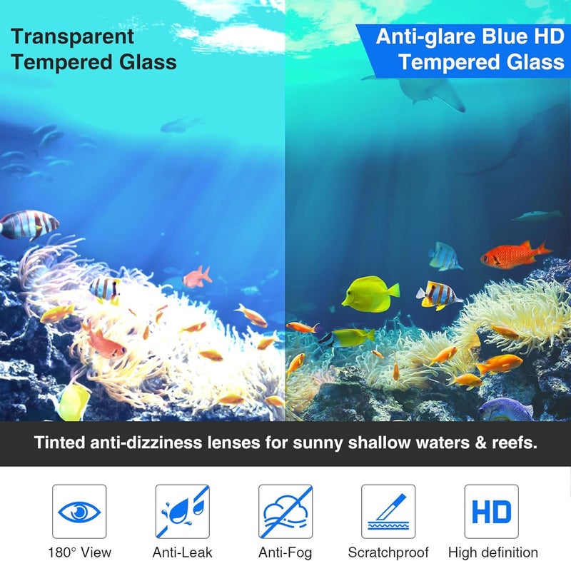 MELUMILU Snorkeling Gear for Adults, Dry Snorkel Mask Set Blue Electroplated 180° Panoramic Wide View Anti-Fog Scuba Diving Mask Goggles, Professional Snorkel Gear for Adults Swimming, Diving - Image 3